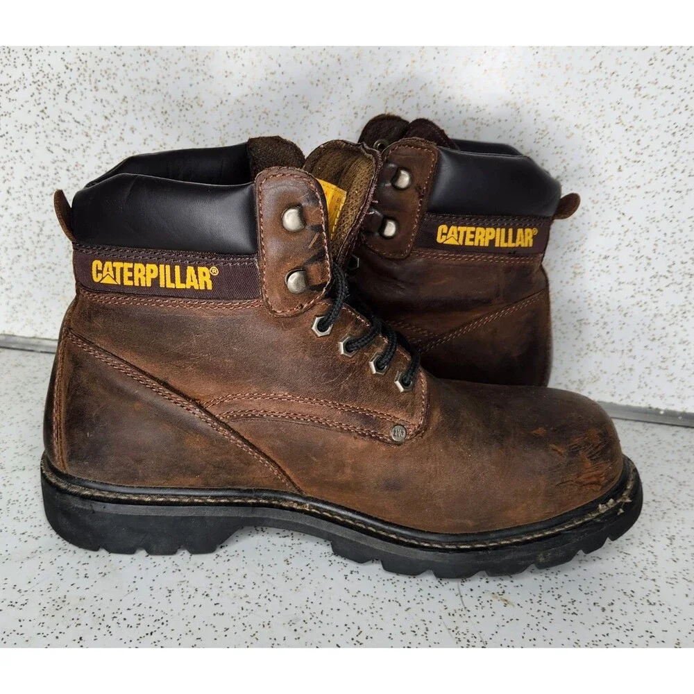 Men’s Caterpillar Steel Toe Work Combat Boots Size 10.5 ASTM F2413-11 Distressed